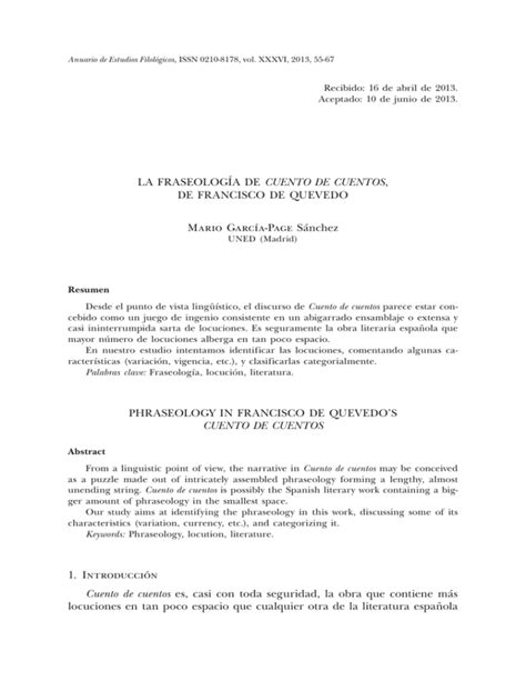 La fraseología de cuento de cuentos de Francisco de Quevedo