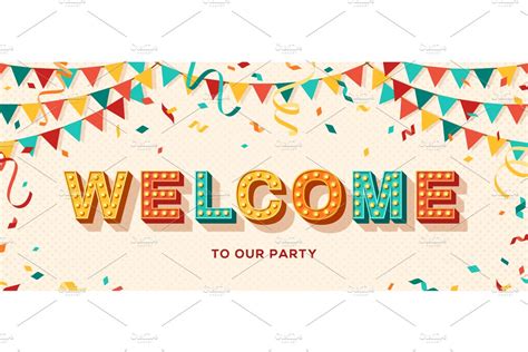 Welcome Typography Banner Decorative Illustrations Creative Market