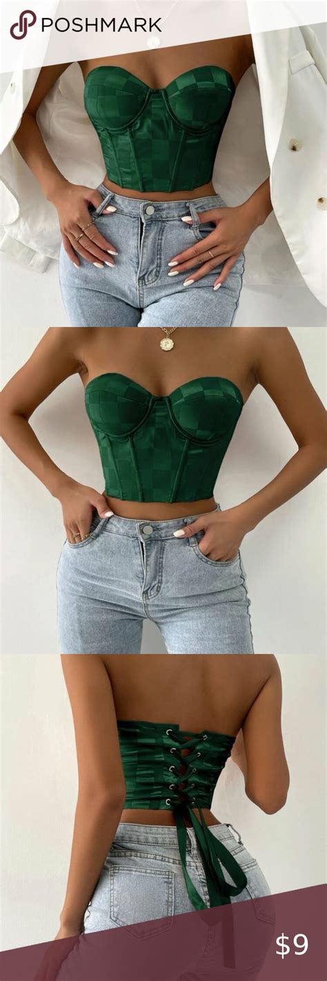 Satin Green Corset Top Green Corset Corset Top Plus Fashion Fashion Tips Fashion Trends