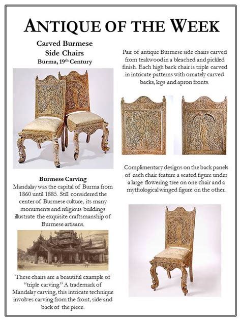 Carved Burmese Side Chairs Burma 19th Century Side Chairs Chair