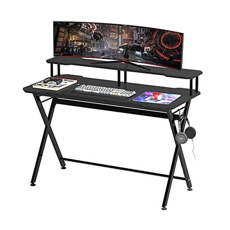 HOMCOM Mesa Gaming 140x60 Cm Escritorio Para Computadora PC Con Estante