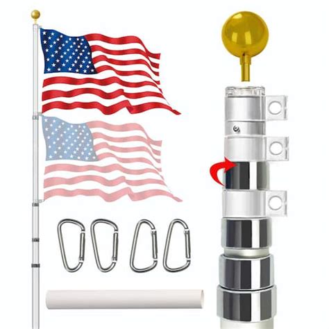 Cisvio 20 Ft Solemn Outdoor Decoration Aluminum Telescoping Flagpole