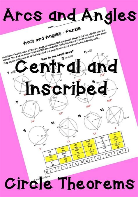 Inscribed Angle Worksheet : Inscribed Angles In A Circle - These angles ...