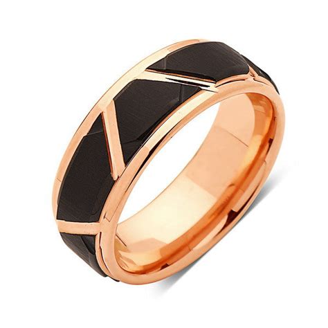 Rose Gold Tungsten Wedding Wedding Band - Unique - 8MM - Tungsten