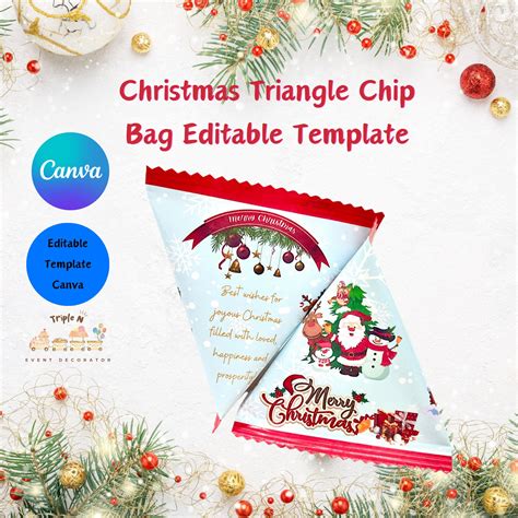 Editable Christmas Template Triangle Chip Baggoodies Bagt Etsy