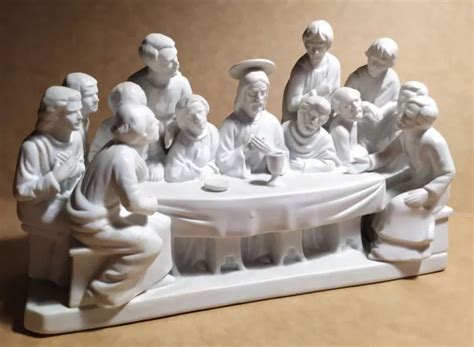 RARE FIGURINE LA CENE dernier repas Jésus Christ biscuit porcelaine 19e