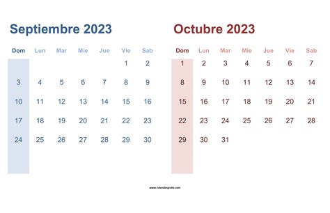 Calendario Septiembre Octubre 2023