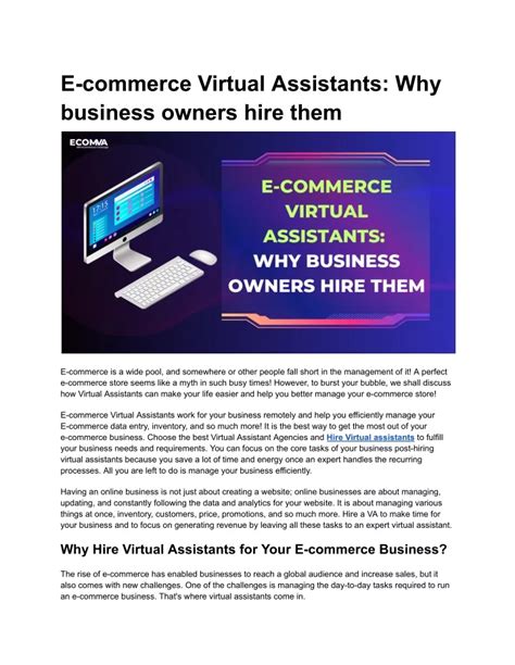 Ppt E Commerce Virtual Assistants Why Business Owners Hire Them Powerpoint Presentation Id