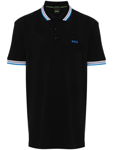 Boss Logo Embroidered Polo Shirt Black Farfetch