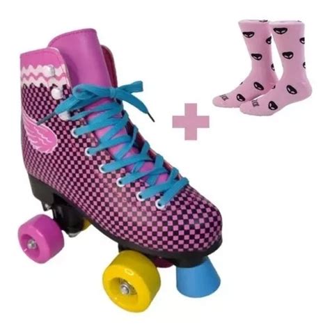 Patins Infantil Quad Rodas Rosa Sou Luna Brinde