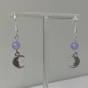 Crescent Moon Dangle Earrings Etsy