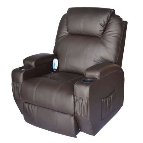 Fauteuil De Massage Electrique Chauffant Sofa De Relaxation Marron