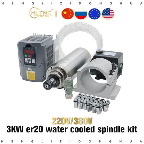 3kw ER20 Water Cooled Spindle Kit 220v 380v With HY Inverter And