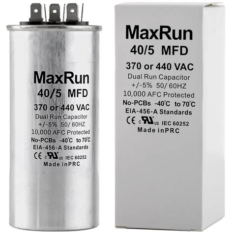 MaxRun 40 5 MFD 370 Or 440 Volt Dual Capacitor MaxRun Capacitors