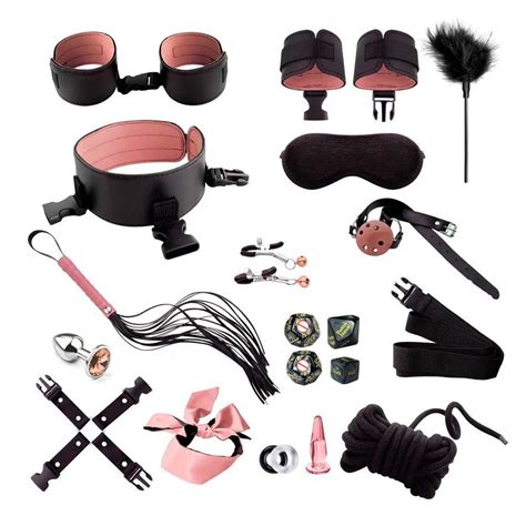 20PCS Sexy Leather Bdsm Kits Sex Bondage Set Sex Games Whip Mouth Gag