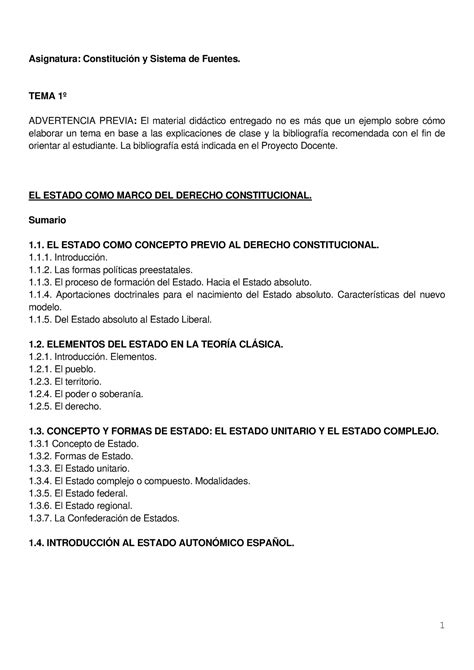 TEMA 1 Apuntes TEMA 1 Asignatura Constitución y Sistema de Fuentes