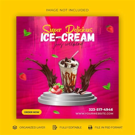 Premium PSD Special Delicious Ice Cream Social Media Post Design And