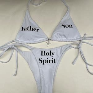 Holy Spirit Father Son Bikini White Swimsuit Womens Etsy