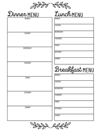 7 Printable Weekly Meal Planners With Shopping List