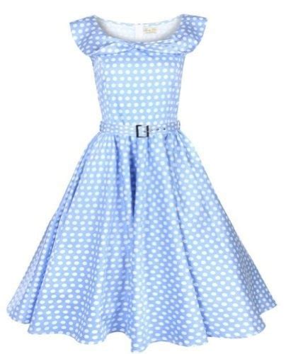 Lindy Bop Marylou Classy Sky Blue Polka Dot Vintage 50s Party Dress