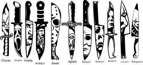 Horror Movie Villains In Knives Decal Car Jason Michael Ghostface It