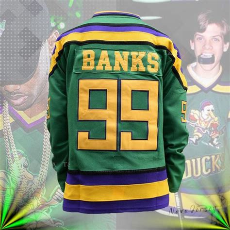 Mighty Ducks #99 Adam Banks Hockey Green Jersey - Hockey-Other