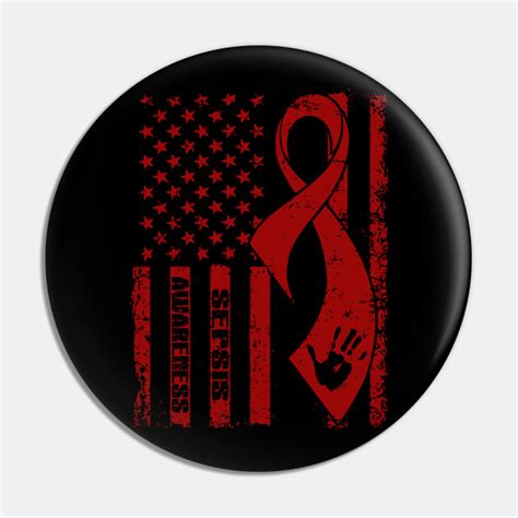 Sepsis Awareness Flag Ribbon - Sepsis - Pin | TeePublic