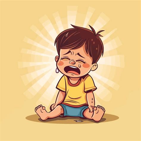 Premium Vector A Cartoon Of A Baby Crying With A Yellow Shirt That