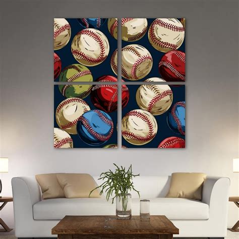 Ownta Baseball Pattern Pc Canvas Wall Art Paintings For Living Room