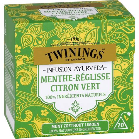 Twinings Infusion Ayurveda Menthe R Glisse Et Citron Vert Sachets