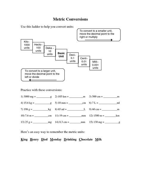 Metric Conversions Worksheet Chemistry Answers