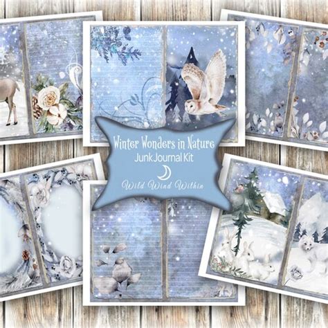 Woodland Winter Junk Journal Printable Kit Digital Download Etsy