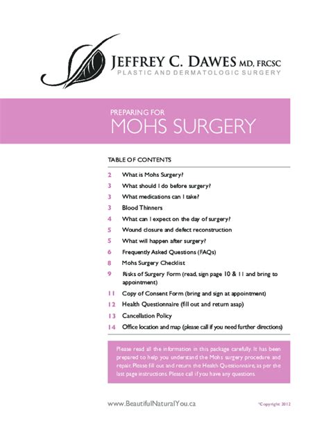 Fillable Online Pre Op Instructions Before Skin Cancer Mohs Surgery Fax