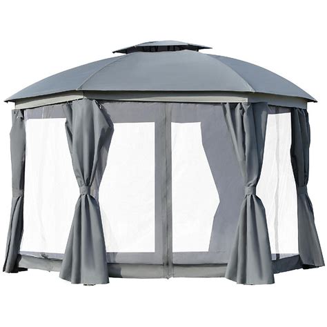 Outsunny 12 X 12 Round Outdoor Patio Gazebo Canopy With 2 Tier Roof