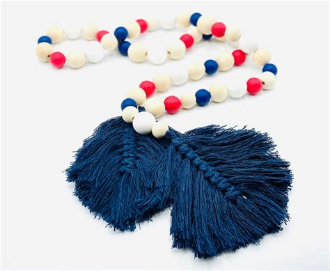 Red White And Blue Decorative Tassel Garland Etsy