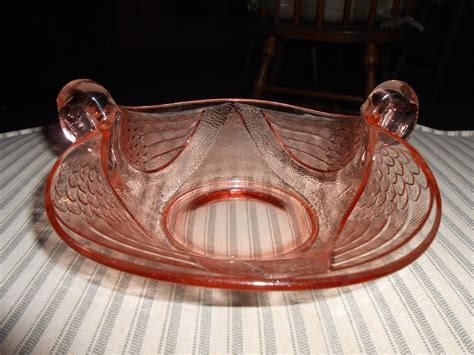 Vintage Pink Depression Era Glass Double Handled Swan Bird Candy Dishbowl Antique Price