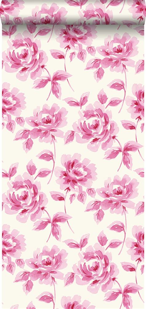 Papier Peint intissé impression ultra mat roses peintes à l aquarelle