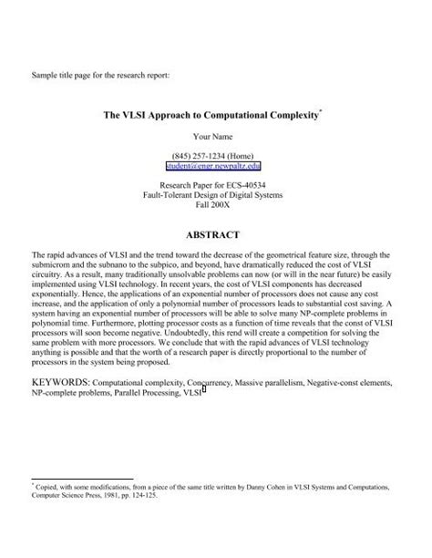 Sample title page for the research report: - Engineering