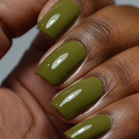 Olive Green Nail Polish Army Green Nails Creme Nail Polish Wall St Etsy