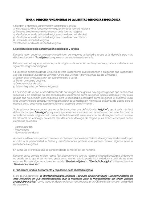 TEMA 4 Apuntes del tema 4 de Derecho Eclesiástico del Estado