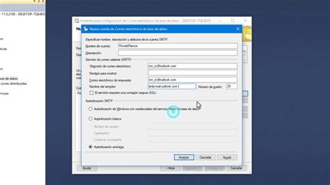 Configuración de correo electrónico de base de datos SQL SERVER 2012