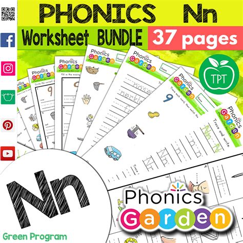 Nn Phonics Spelling Vocabulary Green 37 Pages Phonics Garden