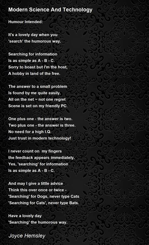 Modern Science And Technology Modern Science And Technology Poem By