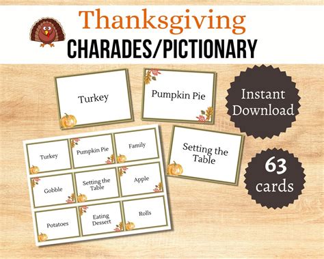 Thanksgiving Charades, Printable Thanksgiving Games, Turkey Day ...