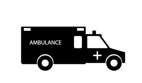 Black and White Emergency Ambulance with Siren Flat Design. Vector ...