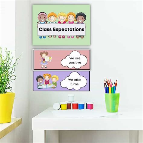 Simple And Free Class Rules And Expectations Posters Editable Template