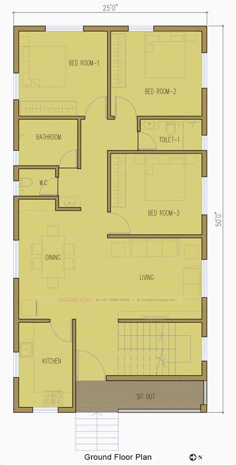 25x50 House Design 1250 Sq Ft East Facing Duplex House Plan Elevation