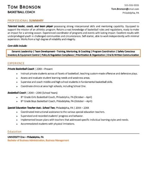 Basketball Coach Resume Template