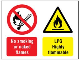 No Smoking Or Naked Flames Lpg Highly Flammable Safety Sign Mp