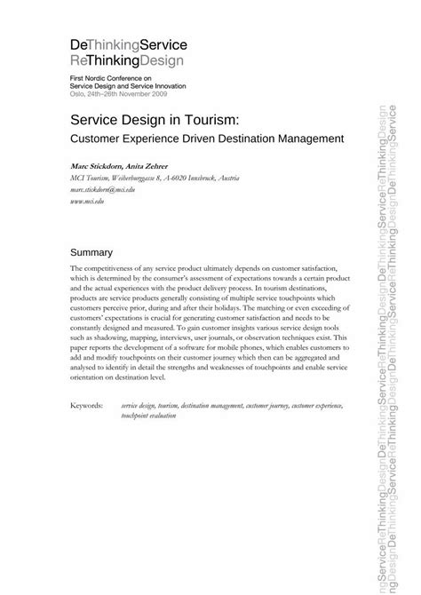 (PDF) Service Design in Tourism - Toerisme Vlaanderen · Service Design in Tourism: Customer ...